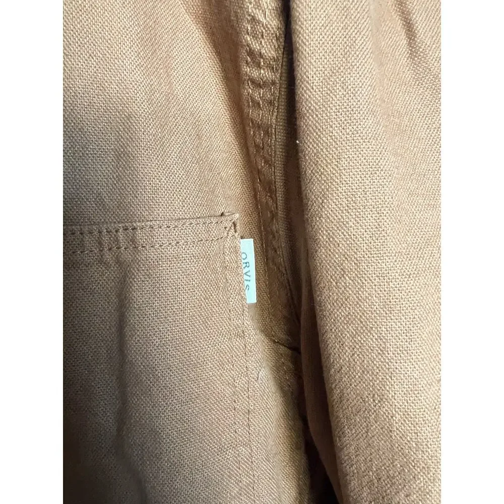 Orvis Barn Coat Jacket Men Medium Brown Tan Canvas Chore Corduroy Collar Classic